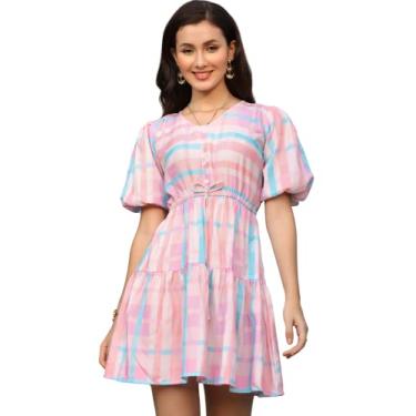 Imagem de Leriya Fashion Vestido de peça única para mulheres| Vestido midi para mulheres, Rosa/aloha, M