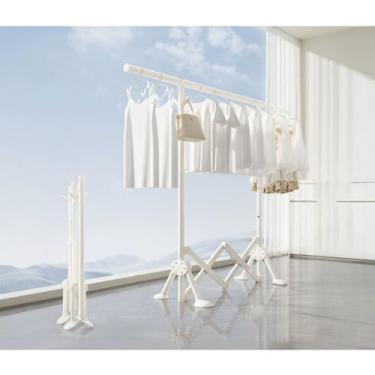 Imagem de Hhsdyl Varal Exterior para Roupas - Suporte de Roupa em Metal Ajustável e Dobrável para Pendurar Camisas, Casacos, Saias e Casacos de Lã - Organizador Versátil para Quarto e Roupeiro,White