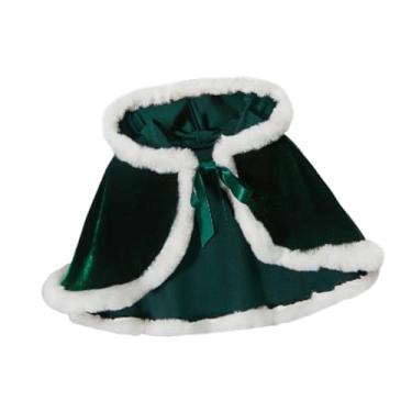 Imagem de simhoa Capa curta com capuz para o Natal, estilo poncho, ideal para festas e bailes de máscaras em clubes, Verde Escuro