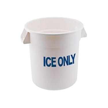 Imagem de Winco FCW-10ICE, 10 Gln (36,287 g) Recipiente redondo de plástico branco apenas para gelo, balde de gelo grande com alças