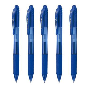 Imagem de Kit 5 Caneta Gel PENTEL Energel X RT Retrátil 0.7mm Azul Pentel