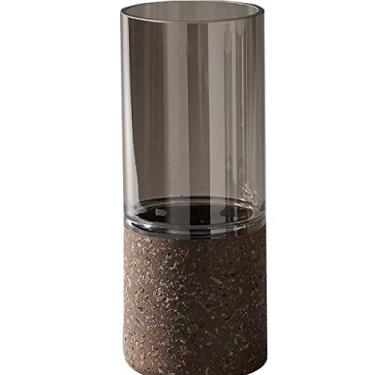 Imagem de YYBOES Vaso de vidro para decoração de vaso de flores, decoração de vaso de vidro transparente simples e leve nórdico para sala de estar, mesa de jantar, arranjo de flores secas e decoração de casa