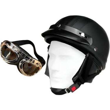 Imagem de Capacete Motociclista com Óculos de Proteção, ABS Preto, Máscara Facial com Proteção de Queixo, 54-60cm