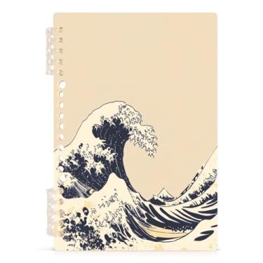 Imagem de Burbuja Caderno japonês Wave, papel pautado universitário A5 com 60 folhas, fichário para escritório, 1 pacote