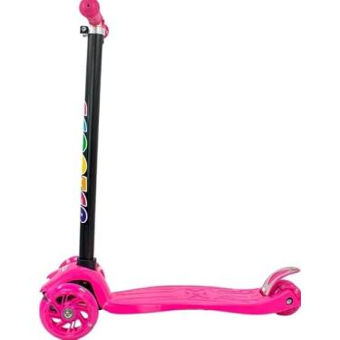 Imagem de Patinete Infantil 3 Rodas com Luzes LED – Guidão Regulável, Rodas de Silicone Duráveis, Freio Traseiro e Base Estável para Mais Segurança| Rosa