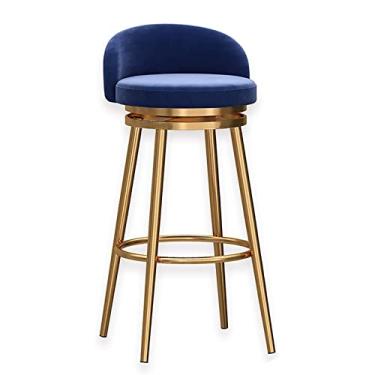 Imagem de Conjunto de bancos de bar com altura giratória de 360°, banqueta de veludo estofada com encosto moderno, cadeiras de jantar para pub, ilha, casa, cozinha