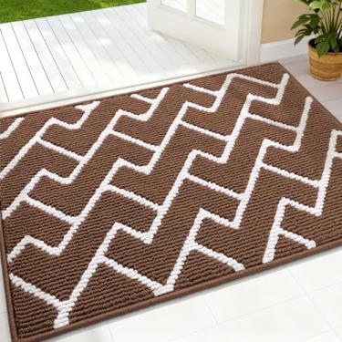 Imagem de OLANLY Tapete de porta frontal, suporte de borracha antiderrapante, resistente à sujeira e absorvente, lavável, capacho interno de baixo perfil fácil de limpar para porta traseira, entrada, entrada