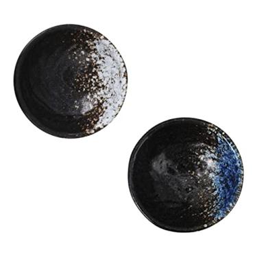 Imagem de CZCZC 2 peças de pires de cerâmica coisas de cozinha coisas de cozinha pratos de tempero de cerâmica pratos de restaurante pratos aromatizante para casa tempero churrasco bandeja de servir molho de