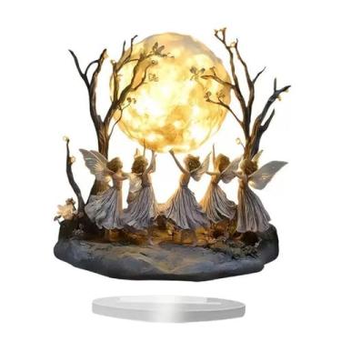 Imagem de Generic Placa Decorativa Fada da Lua, Arte de Decoração, Presente de Boas-Vindas, Placa de Mesa em Acrílico 2D Plana para Quarto, Festas, Mesa de Escritório