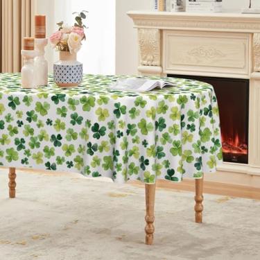 Imagem de Horaldaily Toalha de mesa oval para Dia de São Patrício 152 x 213 cm, linda aquarela trevo da sorte, lavável, para decoração de festa, piquenique, jantar