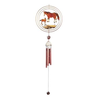 Imagem de ICE ARMOR Cavalo longo de 76 cm com pedra de cobre, sino de vento, 30, estátua longa, ornamento, decoração de jardim, ideias para inauguração de casa, feriados e aniversários, ótimo item colecionável