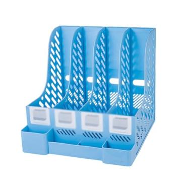Imagem de Rack de armazenamento de pastas, rack de arquivos de mesa, rack de documentos, armazenamento de arquivos multicamadas de plástico, estante de arquivos, armazenamento de arquivos