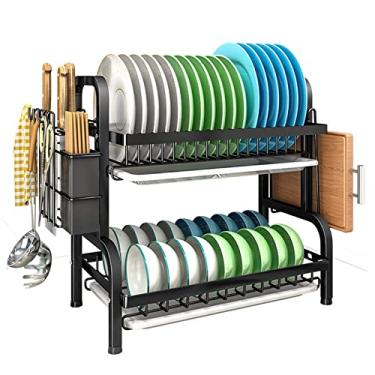 Imagem de Escorredor de pratos de aço inoxidável, à prova de ferrugem, conjunto de escorredor de pratos e escorredor de pratos de cozinha e suporte de tábua de corte