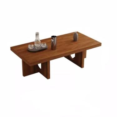 Imagem de Mesa central simples mesa de centro chá de madeira nórdica casa sala de estar sofá moderno pequeno lateral mesa de quarto baixa (cor tronco, 160 * 68 * 40 cm)