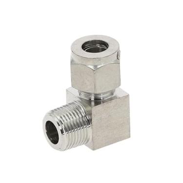 Imagem de 304 SS Aço Inoxidável Cotovelo Duplo Virola Tubulação Conector 6-12 mm Tubo OD para 1/20.3 cm 1/10.2 cm 3/20.3 cm 1/5.1 cm BSPT Rosca macho (8 mm OD Pipe, 1/5.1 cm)