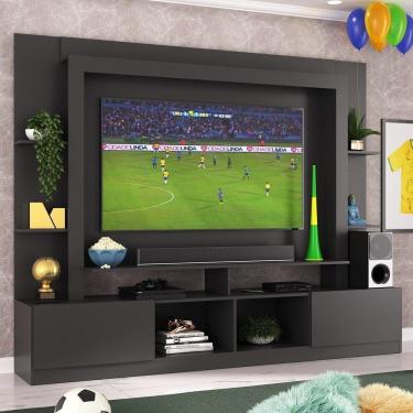 Imagem de Rack Estante Com Painel Tv 65" E 2 Portas Catar Multimóveis Br3395 Preto