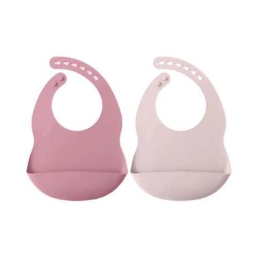 Imagem de Babadores De Silicone Impermeáveis Para Bebês (2 Peças) - Cores Sólida