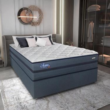 Imagem de Cama Box Conjugado Casal Com Colchão 138x69x188 Acqua Gel Gazin Cr35344 Azul Escuro