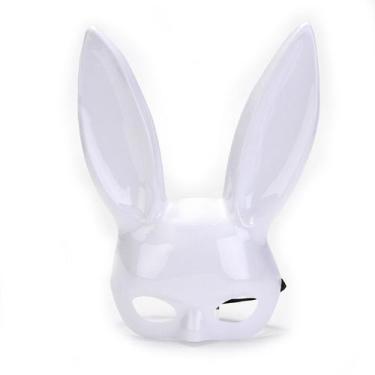 Imagem de Máscara de cosplay White Rabbit Party, capa plástica de meia face - yi