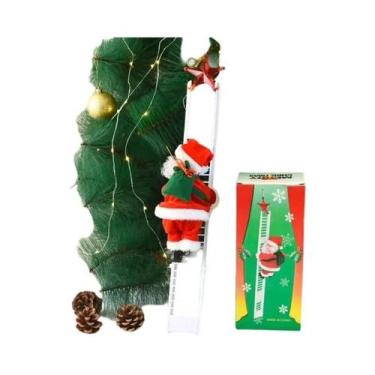 Imagem de Decoração De Natal Elétrica Para Crianças: Papai Noel Escalando Escada