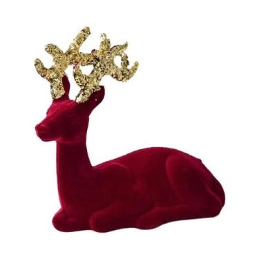 Imagem de Enfeite De Natal Em Forma De Rena Com Glitter Vermelho, Figurinha De V