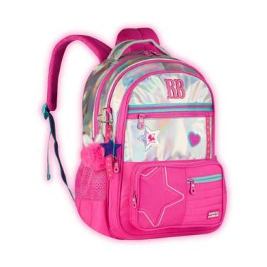 Imagem de Mochila Rebecca Bonbon de Costas Escolar Holográfica Meninas Cor:Rosa,