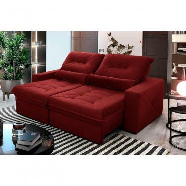 Imagem de Sofá Retrátil Reclinável Sevilha 3,00m Suede Velut Vermelho Molas Ensacadas - King House