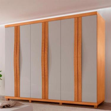 Imagem de Guarda Roupa Casal Rommeo 100 MDF 6 Portas e 6 Gavetas com Pés Moderna