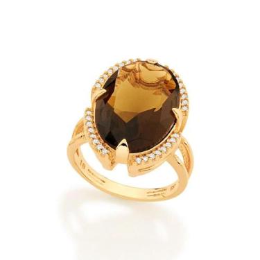 Imagem de Maxi anel Rommanel Oval com Cristal e Zircônia 512989, 24, Dourado