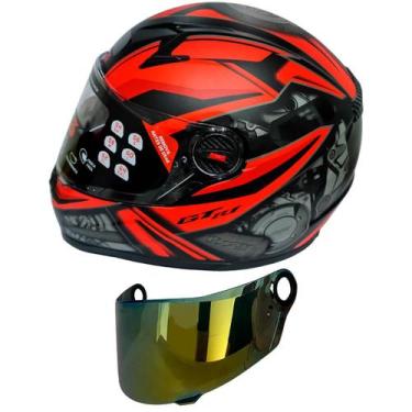 Imagem de Capacete Moto Fechado Fw3 Gtn R1 Vermelho Fosco + Viseira Dourada FW3,