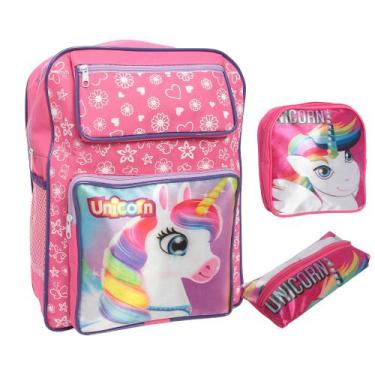 Imagem de Kit Mochila Infantil Bolsa Escolar Média Reforçada 3 Pçs - Plike