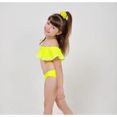 Imagem de Biquíni Infantil Top Ciganinha Rosa Neon/ Amarelo Neon - MF FASHION, 1