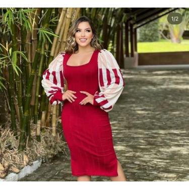 Imagem de Vestido tubinho com manga bufante - Sullas Moda 