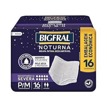 Imagem de Roupa Íntima Descartável Unissex Bigfral Noturna Pants P/M Absorção In