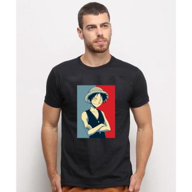 Imagem de Camiseta masculina Preta algodao Chapeu De Palha Luffy One Piece