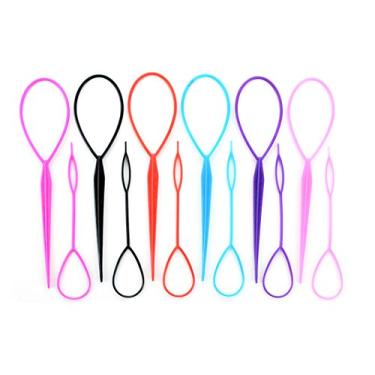 Imagem de 10 peças de plástico mágico, alfinete de cabelo, cauda trançada, rabo de cavalo, ferramenta de estilo (5 grandes + 5 pequenos)