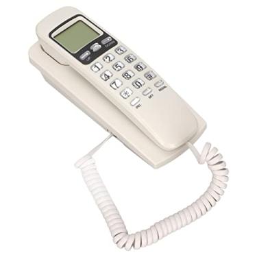 Imagem de Telefone fixo, display LCD KX-T777CID Telefone com fio de parede com fio de parede, com função de flash/rediscagem/identificação de chamadas, para home office(Branco)