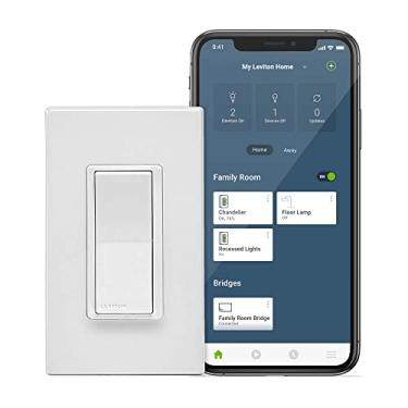 Imagem de Leviton Interruptor inteligente Decora sem neutro, requer ponte Wi-Fi MLWSB para funcionar com My Leviton, Alexa, Google Assistant, Apple Home/Siri e Wire-Free 3-Way DN15S-2RW, branco