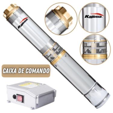 Imagem de Bomba Elétrica De Água Suja Ou Limpa Submersível Para Poços Semiartesianos Kajima 0,3HP 2,5 Polegadas 11 Estágios 5,3A 127V Com Caixa de Comando