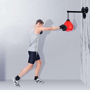 Imagem de LSMKKA Saco de velocidade de boxe saco de pancada montagem na parede, saco de reflexo de treinamento pessoal de ginástica em casa bolas de alívio de estresse, com suporte de sucção, adultos e crianças (cor: vermelho, tamanho: 22 cm (8,6 polegadas))