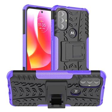 Imagem de BoerHang Capa para Motorola Moto P40 Power, resistente, à prova de choque, TPU + PC Proteção de camada dupla, Motorola Moto P40 Power Phone Case com suporte invisível. (Roxo)