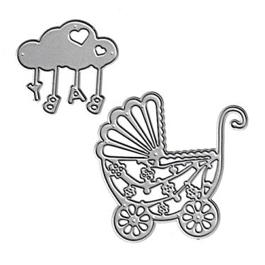 Imagem de Molde de corte de carrinho de bebê, corte de matriz de nuvem de bebê molde de molde de estêncil de gravação de metal para scrapbooking de cartão e álbum de artesanato faça você mesmo decoração de cartão de papel