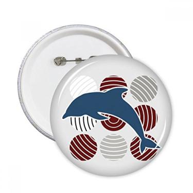 Imagem de Emblema de broche redondo ilustrado com círculo, golfinho, 5 peças