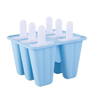 Imagem de FENGCHUANG Molde de picolé, 6 cavidades reutilizáveis de fácil liberação Ice Pop Maker, máquina de picolé de gelo congelado de silicone, livre de BPA, moldes de gelo DIY