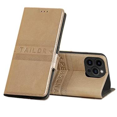 Imagem de Capa carteira para iPhone 14/14 Pro/14 Plus/14 Pro Max, capa carteira dobrável com slots para cartão, fecho magnético e função de suporte de telefone, couro e TPU à prova de choque, ouro, 14 pro max 6,7 polegadas