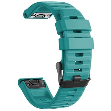 Imagem de KAPPDE 20 22 26mm Sport Silicone Watchband Pulseira para Garmin Fenix 7 7X 7S 6X 6 6S Pro 5X 5 5S Plus 3 3HR Pulseira de liberação rápida Easyfit (Cor: Azul Verde, Tamanho: 22MM Fenix 6 5 5plus)