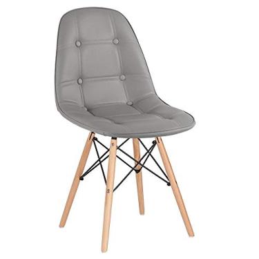 Imagem de Kit - 16 x cadeiras estofadas Eames Eiffel Botonê - Base de madeira clara - Cinza