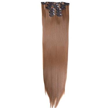 Imagem de Travessa de cabelo 140G reta com 16 grampos Grampo sintético em extensões de cabelo resistente ao calor de 22 polegadas, 1B