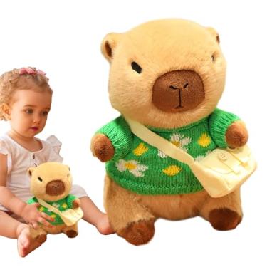Imagem de Zixenmu Brinquedo de pelúcia de capivara, bicho de pelúcia de capivara | Almofada de pelúcia macia e fofinha de animal | Brinquedos de pelúcia, mochila de transporte de animais de pelúcia vestindo