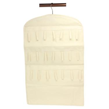 Imagem de Household Essentials Organizador de joias para pendurar pulseiras e colares, lona natural